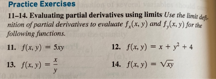 Solved Practice Exercises 11-14. Evaluating partial | Chegg.com