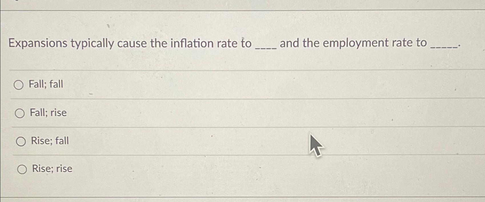 Solved Expansions typically cause the inflation rate to and | Chegg.com