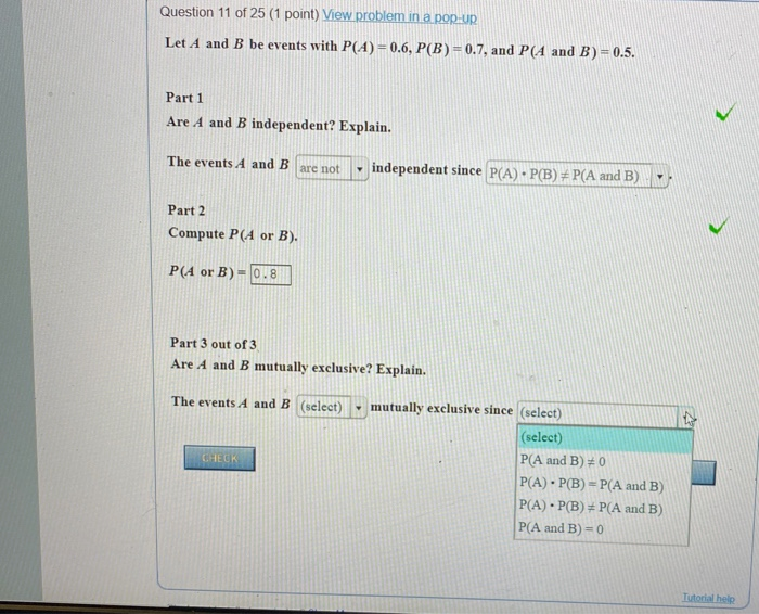 Point To One Problem Solved Question 11 of 25 (1 point) View problem in a pop-up | Chegg.com