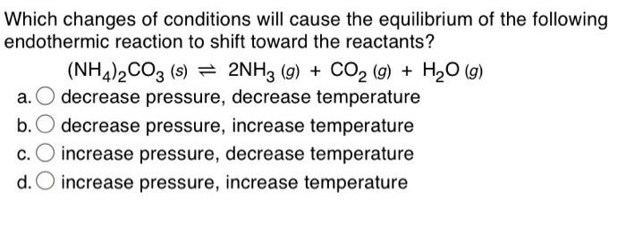 Solved Which changes of conditions will cause the | Chegg.com