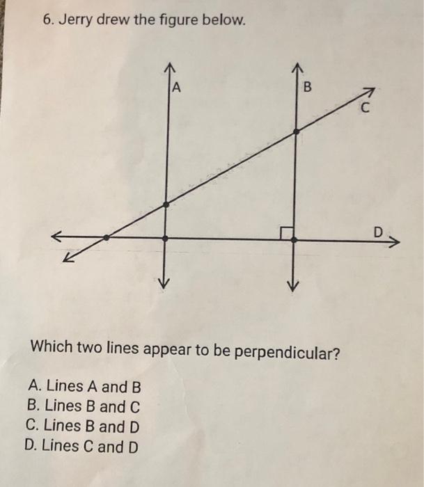 Solved 6. Jerry drew the figure below. Which two lines | Chegg.com
