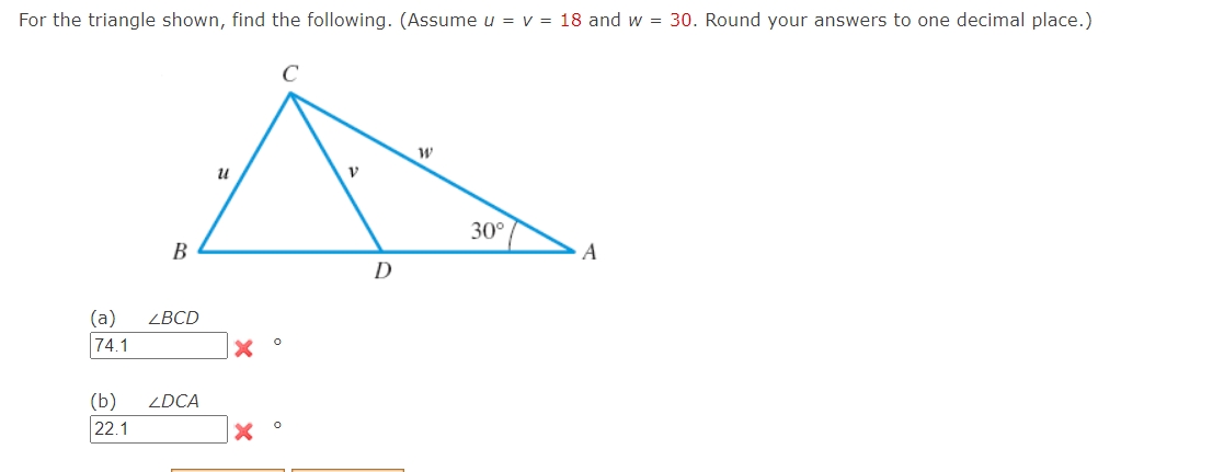 Solved Homework Help: For the triangle shown, find the | Chegg.com