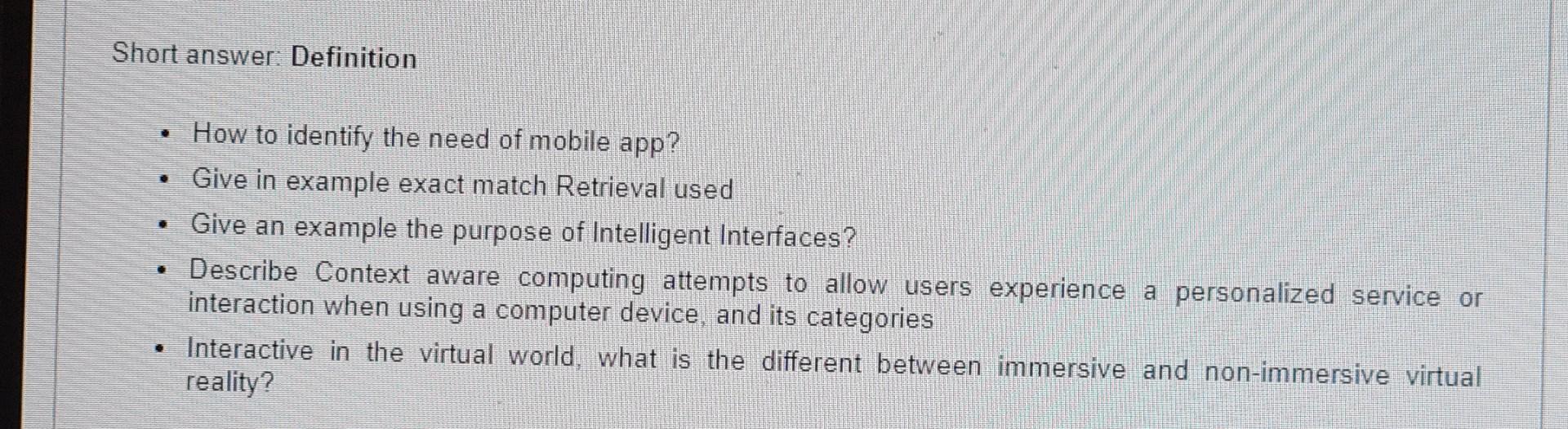 Solved Short answer Definition How to identify the need of