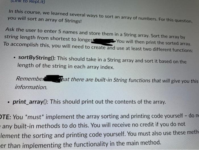 Solved In this course, we learned several ways to sort an | Chegg.com