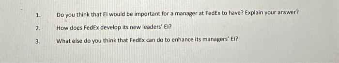 Solved Emotional Intelligence at FedEx Global shipping | Chegg.com