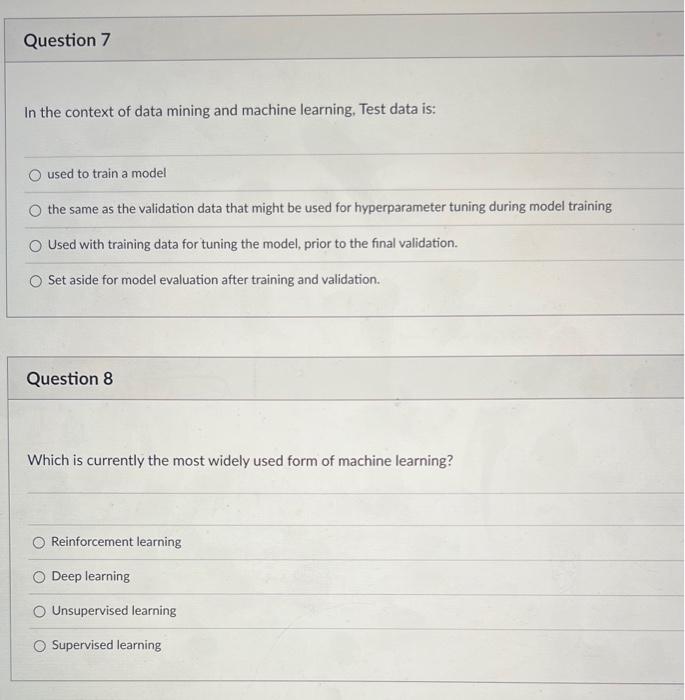 Solved In the context of data mining and machine learning, | Chegg.com