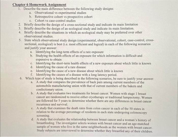 Solved Chapter 6 Homework Assignment 1. Describe the main | Chegg.com