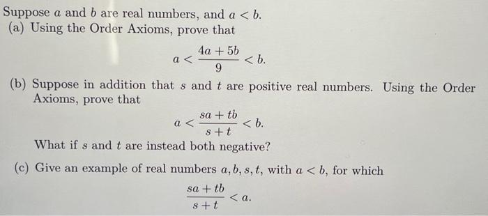 Solved Suppose A And B Are Real Numbers, And A | Chegg.com