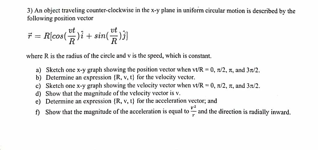 Solved An object traveling- clockwise in the x- y plane in | Chegg.com