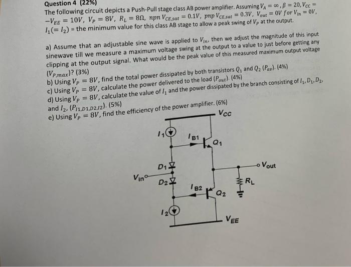 Solved Question 4(22%) The following circuit depicts a | Chegg.com