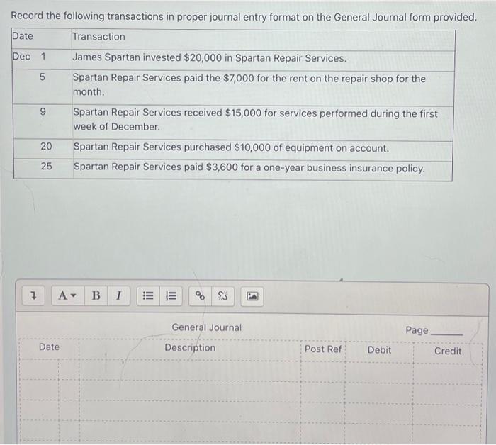 Proper Journal Entry Format
