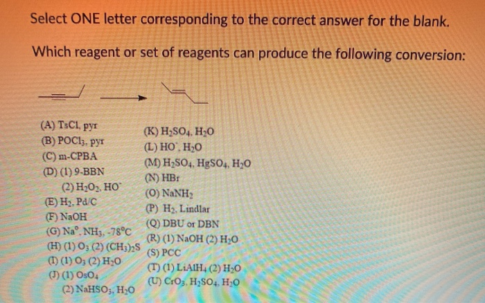 Solved Select One Letter Corresponding To The Correct Ans Chegg Com