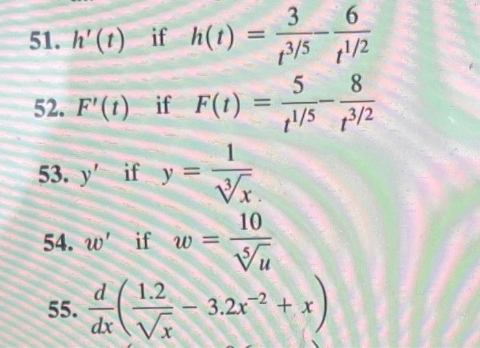 Solved Find the indicated derivatives in Problems 33-56.51. | Chegg.com