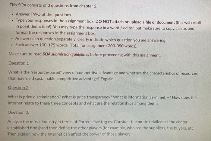 Solved This SQA consists of 3 questions from chapter 2. . a | Chegg.com