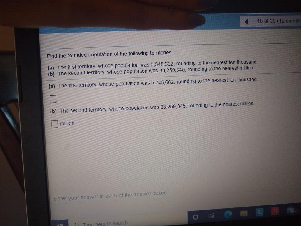 Solved 18 Of 39 (19 Comple Find The Rounded Population Of | Chegg.com