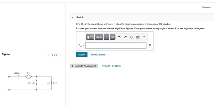 Solved Constants - Part A Find in the circuit shown in | Chegg.com