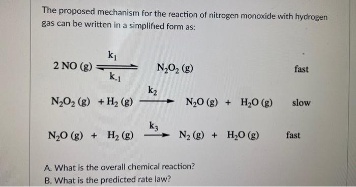 Solved The Proposed Mechanism For The Reaction Of Nitrogen | Chegg.com