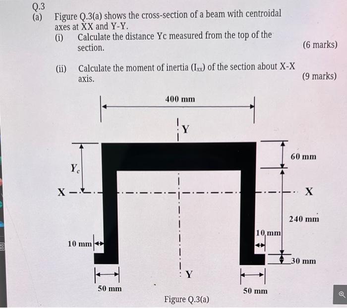 Solved Q.3 (a) Figure Q.3(a) shows the cross-section of a | Chegg.com