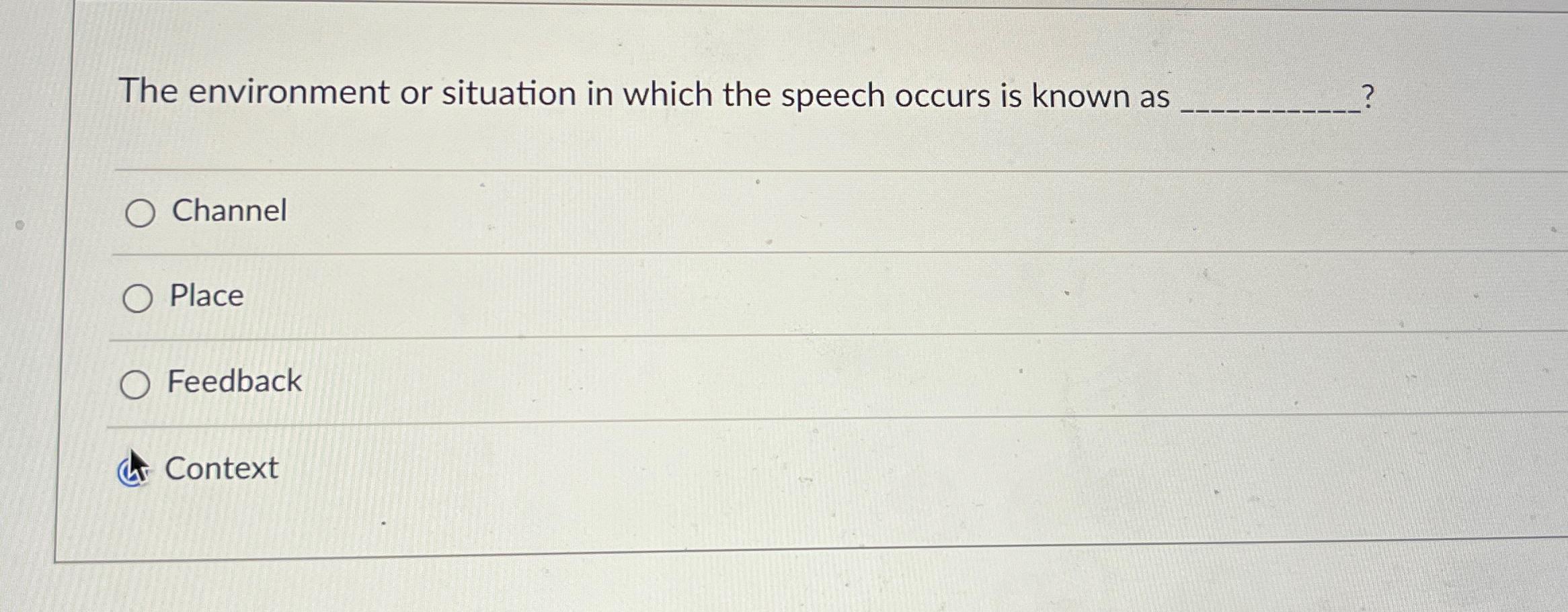 Solved The environment or situation in which the speech | Chegg.com