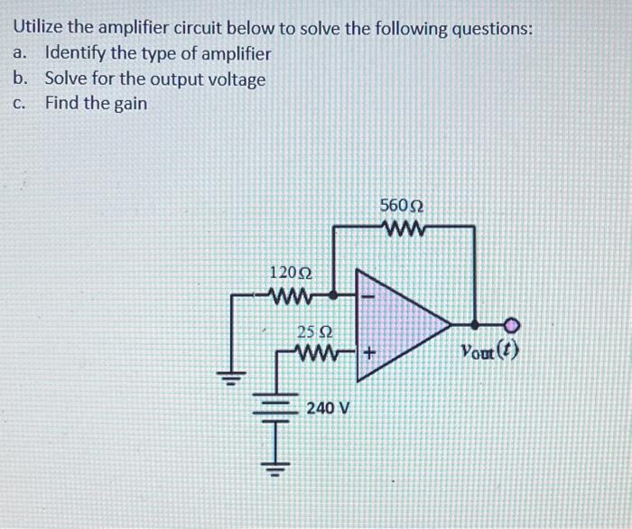 Solved Utilize the amplifier circuit below to solve the