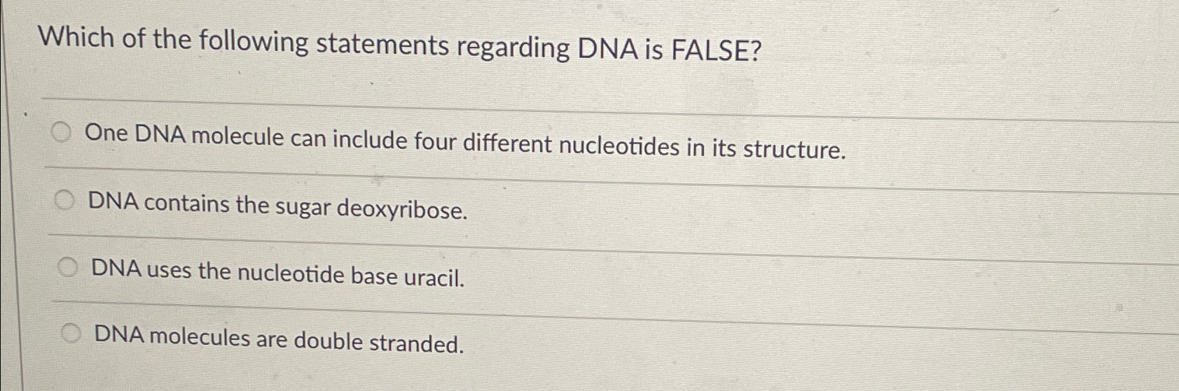 Solved which of the following statements regarding dna is chegg