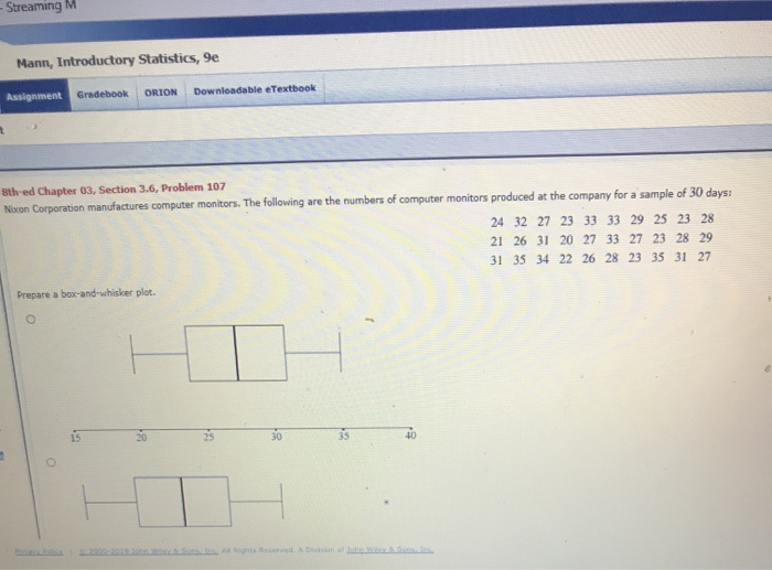 Solved create a box and whisker plot that matches the given | Chegg.com
