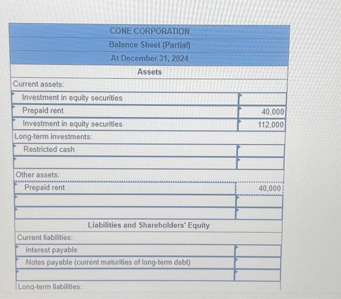 Solved Cone Corporation is in the process of preparing its | Chegg.com