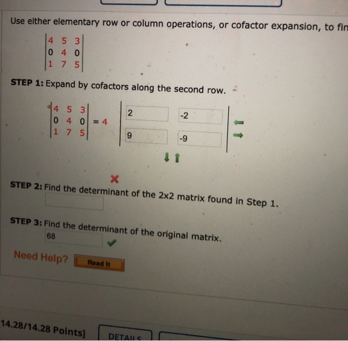 Solved Use either elementary row or column operations or Chegg