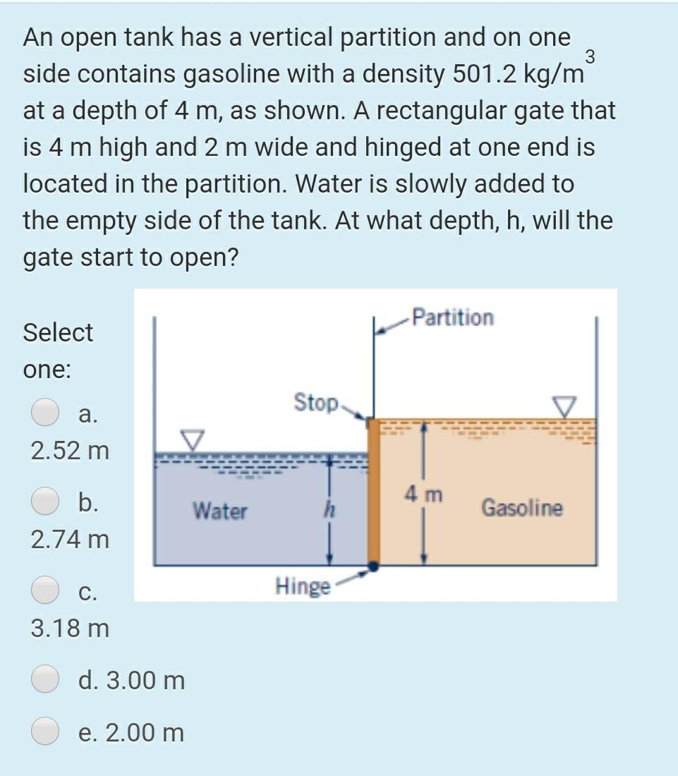 Solved 3 An open tank has a vertical partition and on one | Chegg.com