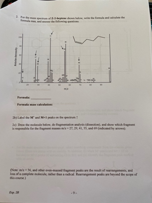 Exp.2B Worksheet Org. Chem. I Lab Mass spectrometry