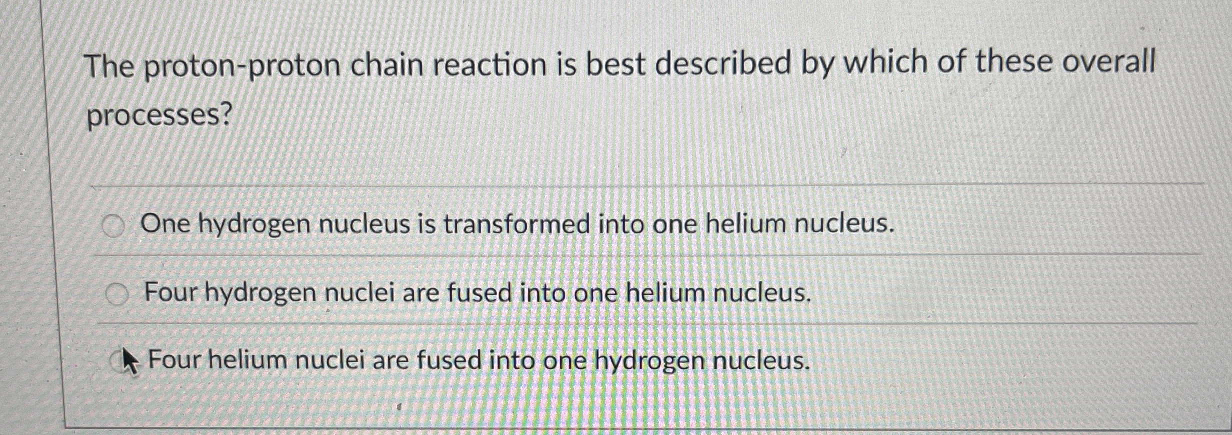 Solved The proton-proton chain reaction is best described by | Chegg.com
