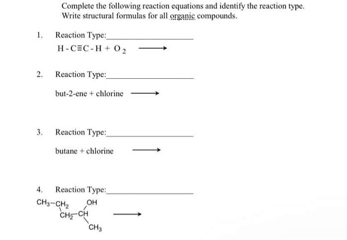 Solved Complete The Following Reaction Equations And Ide 9461