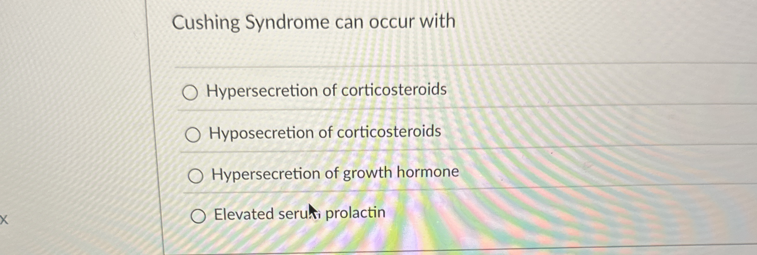 Solved Cushing Syndrome can occur withHypersecretion of | Chegg.com