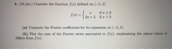 Solved 5. (10 pts.) Consider the function f(x) defined on | Chegg.com
