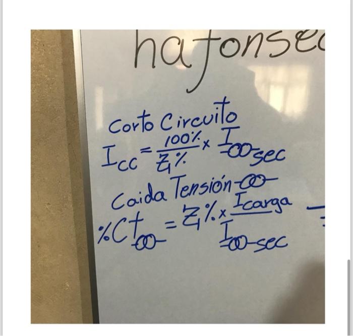 Corto Circuito \( I_{c C}=\frac{100 \%}{E_{1} \%} \times I_{-00} \) Caida Tensión-oo \( \% C_{\infty}=Z_{1} \% \frac{\text {