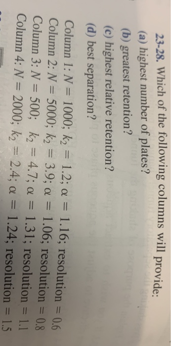 Solved 23-28. Which of the following columns will provide: | Chegg.com