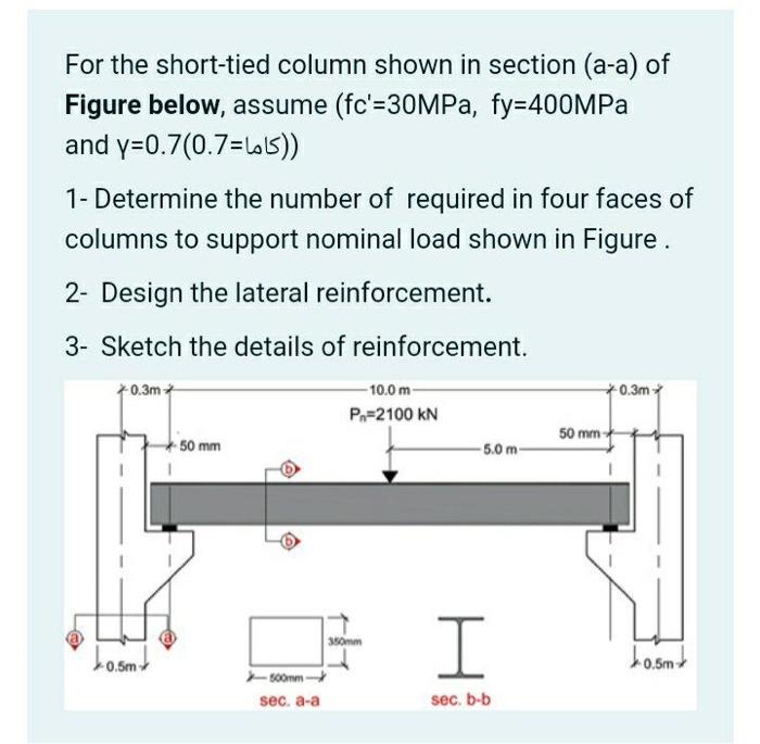 Solved For the short-tied column shown in section (a-a) of | Chegg.com