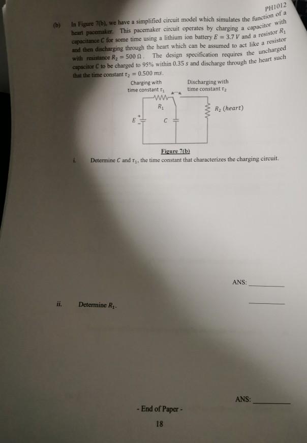 Solved PH1012 In Figure 7(b), we have a simplified circuit | Chegg.com
