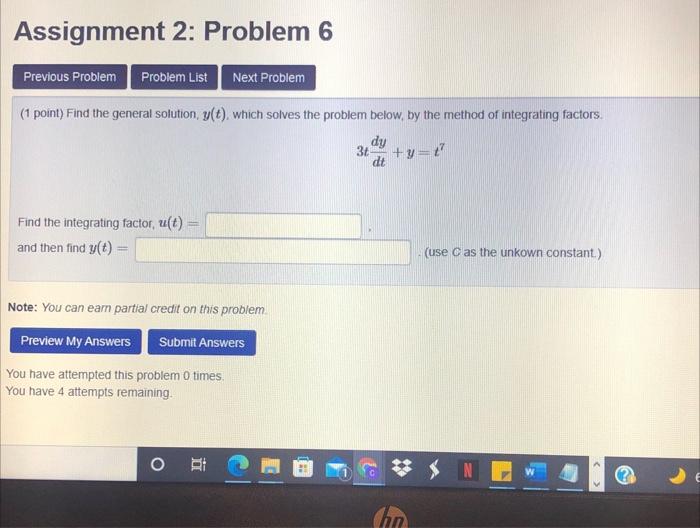 Solved Assignment 2: Problem 6 Previous Problem Problem List | Chegg.com