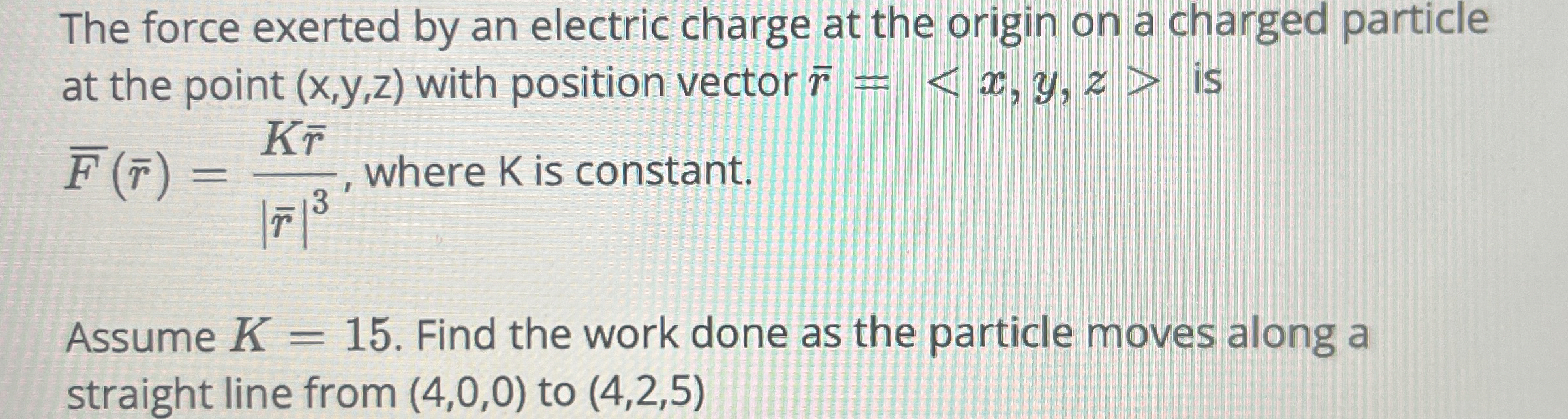 Solved The force exerted by an electric charge at the origin | Chegg.com