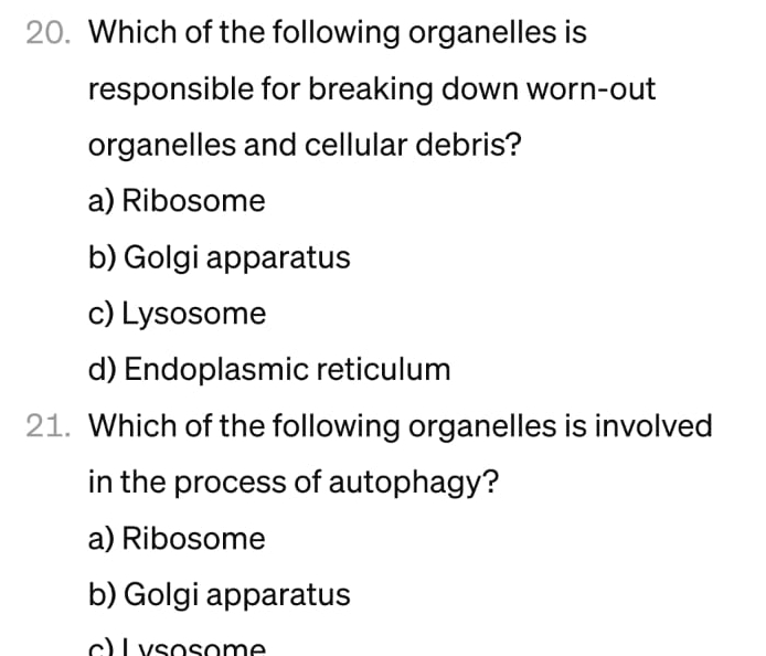 Solved Which of the following organelles is responsible for | Chegg.com