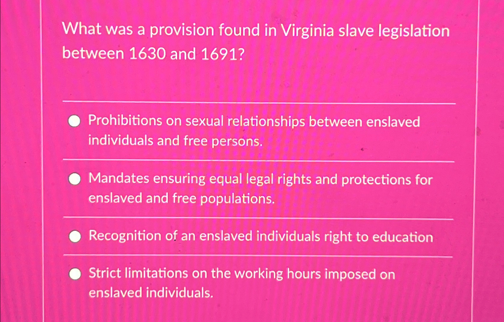 Solved What Was A Provision Found In Virginia Slave | Chegg.com