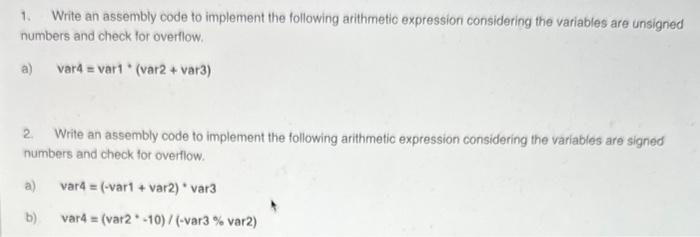 Solved 1. Write an assembly code to implement the following | Chegg.com