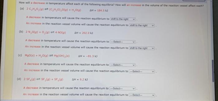 Solved How will a decrease in temperature affect each of the | Chegg.com