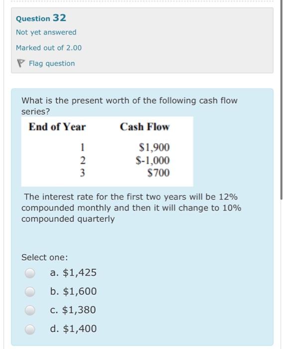 Solved Question 32 Not yet answered Marked out of 2.00 P | Chegg.com