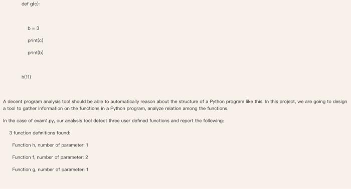 Project Goal Implement a basic program analysis tool | Chegg.com