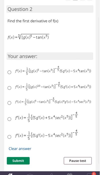 Solved Find The First Derivative Of Fx 9673