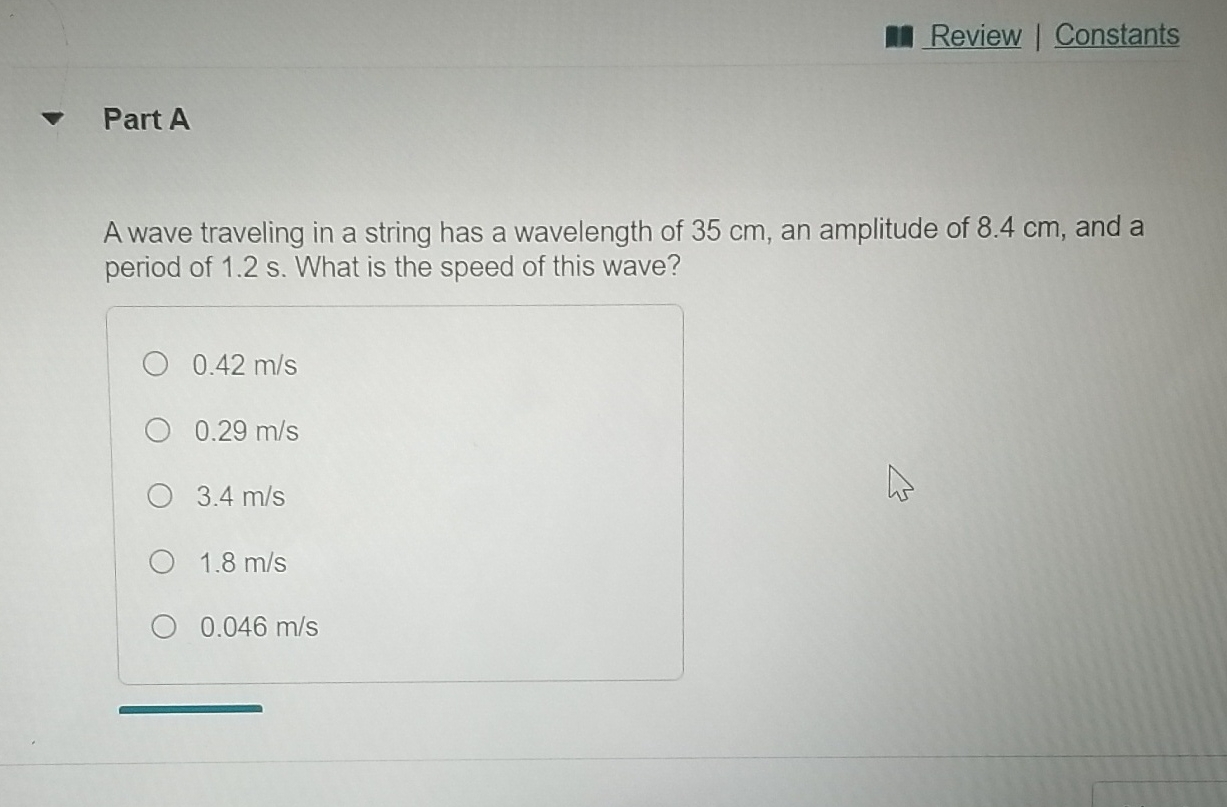 Solved ReviewConstantsPart AA wave traveling in a string has | Chegg.com