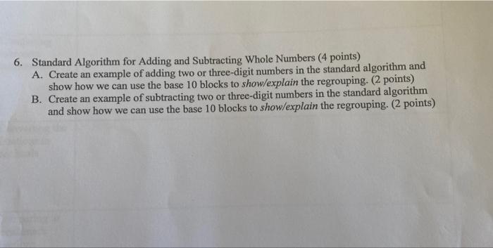 Solved 6. Standard Algorithm for Adding and Subtracting | Chegg.com