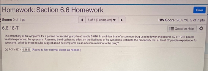 Homework Section 6 6the Probability Of Flu Symptoms Chegg 